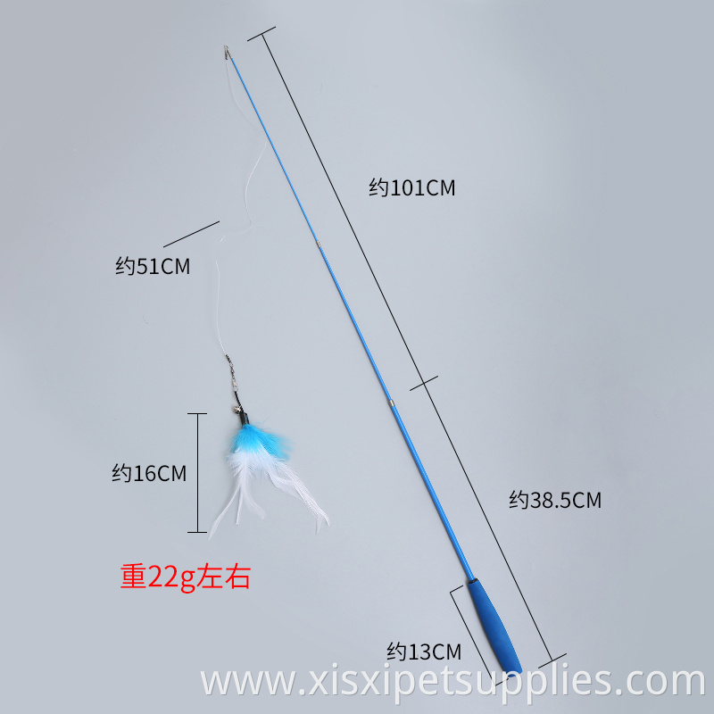 Colorful New Design Fishing Rod Cat Feather Wand Cat Teaser Stick Toy